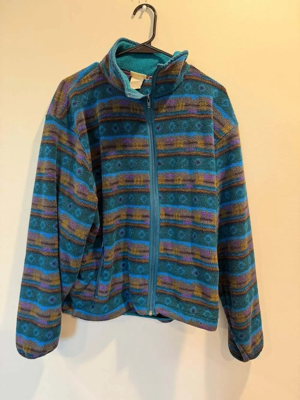 Vintage L.L. Bean Southwestern Geometric Pattern Full-Zip Fleece Jacket